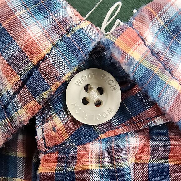 Woolrich Shirt Mens Large Plaid Roll Tab Sleeve Button Up Casual Outdoor Wear - Picture 11 of 16